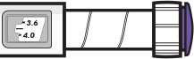 The dose knob is being turned so that the line between 3.6 and 4.0 mg is shown in the dose window. This line represents 3.8 mg.