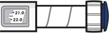 Le bouton de sélection de la dose est tourné jusqu’à ce que la ligne située entre les doses de 21,0 et de 22,0 mg soit visible dans la fenêtre d’affichage de la dose. Cette ligne correspond à une dose de 21,5 mg.