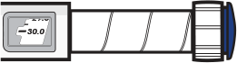 Le bouton de sélection de la dose est tourné jusqu’à ce que la dose de 30,0 mg soit visible dans la fenêtre d’affichage de la dose.
